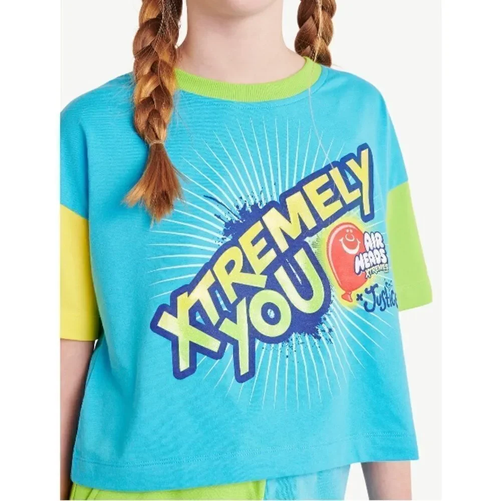 Justice Girl's x Airheads Colorblock Blast Cropped T-Shirt Size XS (5/6)